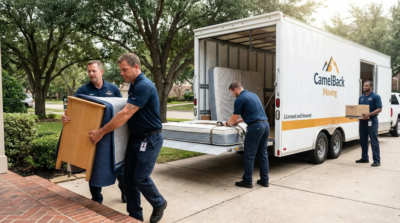 Crew loading residential truck for cross-state move from Rock Port, MO