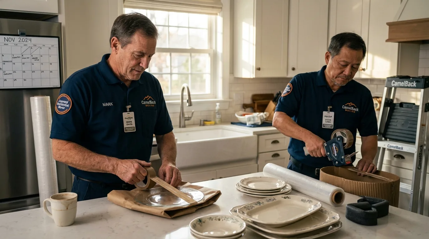 Professional crew packing kitchen dishware in Rock Port, MO